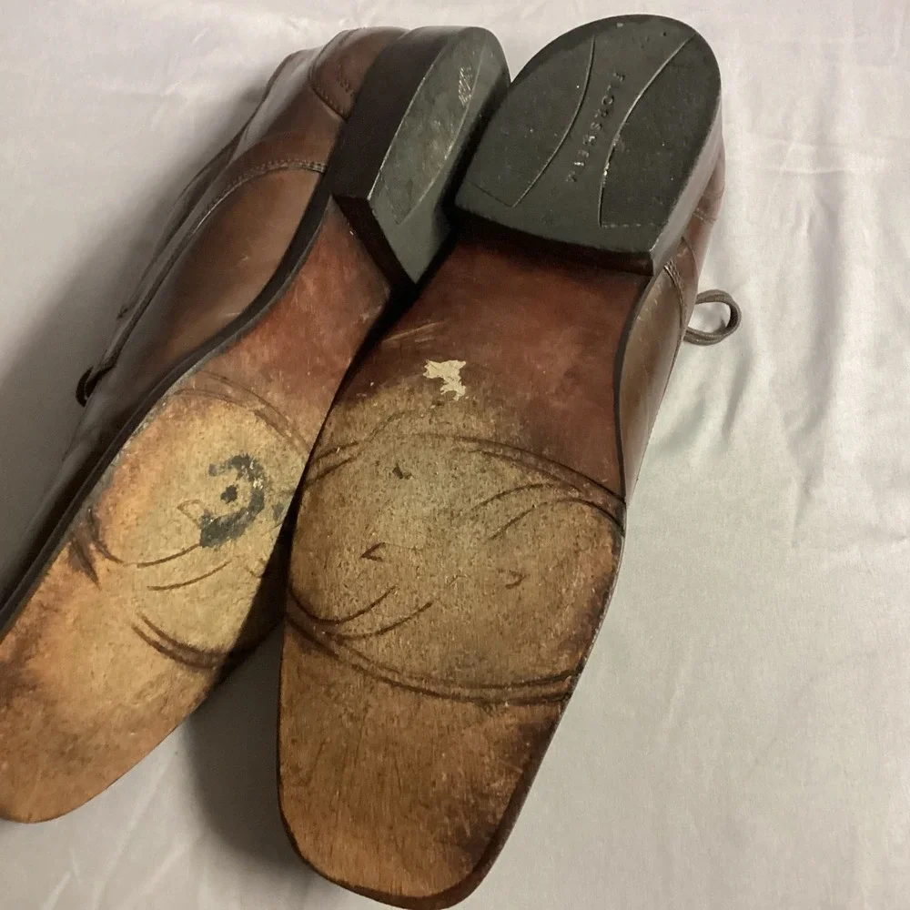 Florsheim Brown Leather Dress Shoes Square Toe‎ Oxfords Lace Up 9.5 D